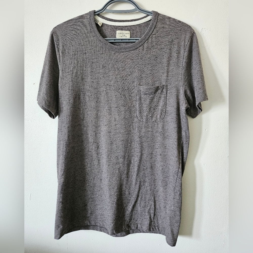 Selected / homme tshirt with pocket grey size Medium men's heritage top short sl